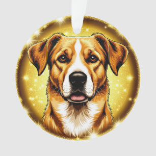 🐶 Retrato de Cachorro Dourado Enfeite de Luxo Est