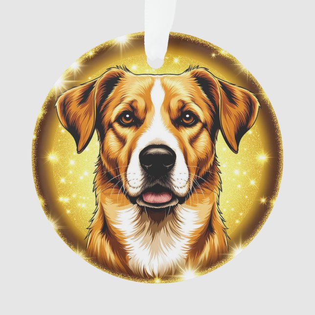 🐶 Retrato de Cachorro Dourado Enfeite de Luxo Est (Frente)