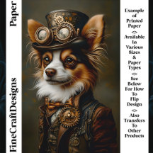 Retrato de Cachorro Papillon Steampunk CQ1 Papel C