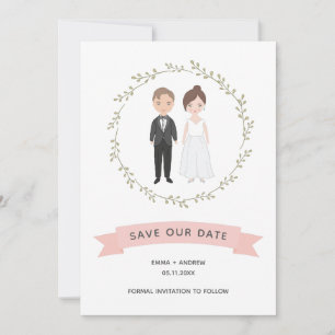 Retrato de Casal Cónico Verso Moderno Salvar Data