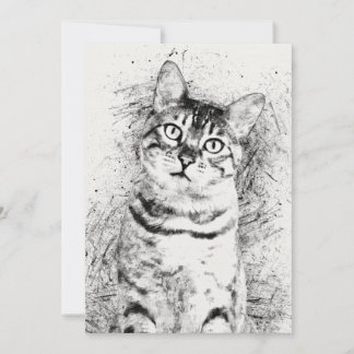 Retrato de Cat Mídia mista em estoque de cartão de