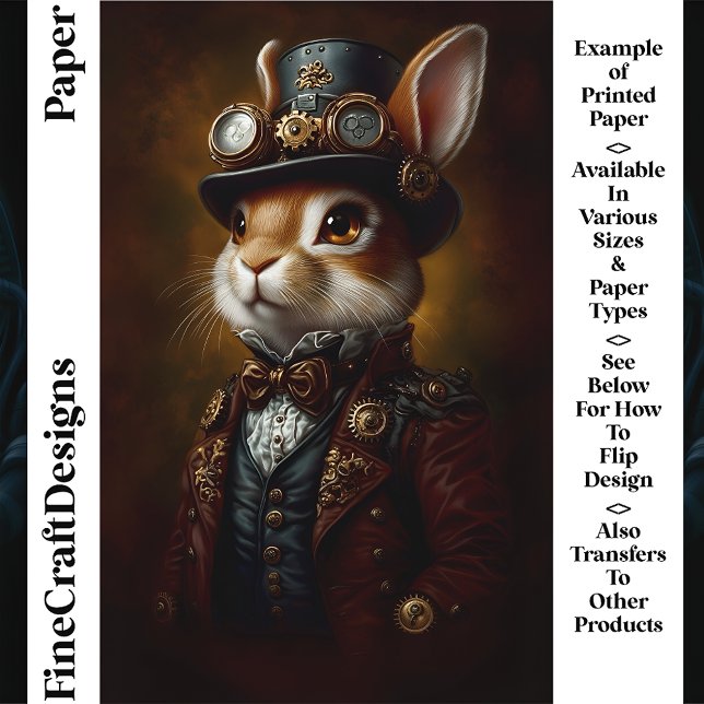 Retrato de Coelho Bunny Steampunk CR6 Papel Craft (Criador carregado)