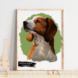 Retrato de Coonhound Americano   Impressão de Retr