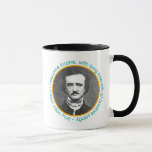 Retrato de Edgar Allan Poe com caneca das citaçõ