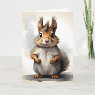 Retrato de Esquilo Fofo Cartão de Saudação em Bran