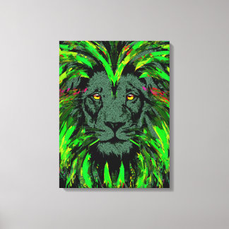 Retrato de frente de Canvas de leão verde