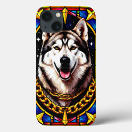 Retrato de Husky Majestoso com Corrente de Ouro