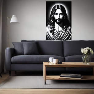 Retrato de Jesus Cristo AI Art Poster