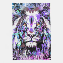 Retrato De Leão Azul - Toalha De Cozinha De Leão