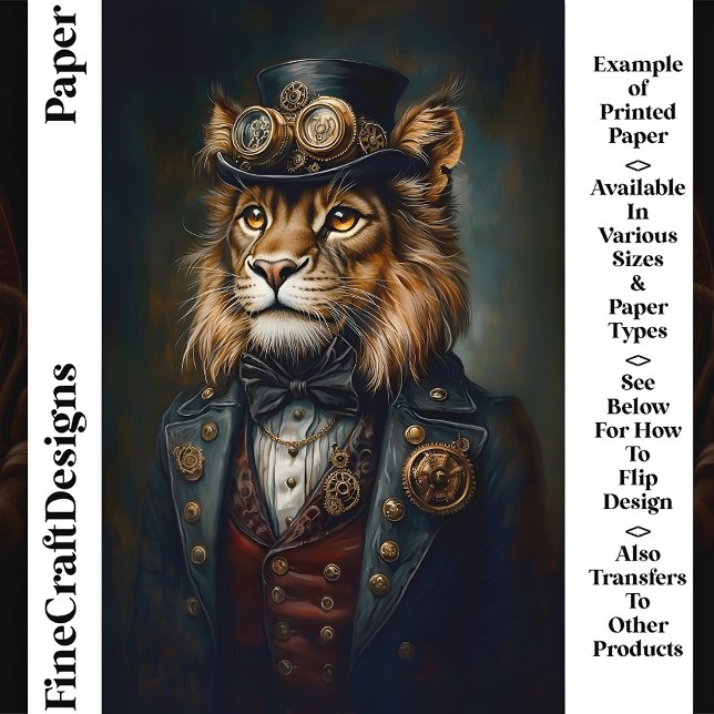 Retrato de Leão Steampunk Real CH9 Papel para Álbu (Criador carregado)