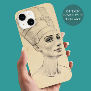 Retrato de Nefertiti na textura do papiro