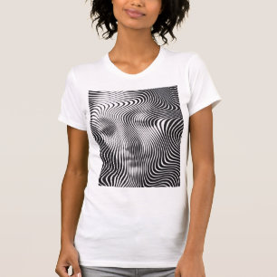 Retrato de Onda de Ilusão Óptica Abstrata T-shirt