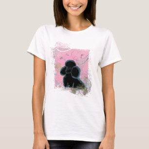 Retrato de Poodle Negro com Camiseta de Hummingbir