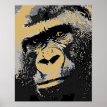 Retrato de pop Art de Gorilla Poster Impressão<br><div class="desc">Gorila de Pop preto e branco face próxima Trabalho de arte digital - face de Gorilla Poster - Animais selvagens digitais Fotografia Natureza Arte - Primatas de Montanha Selvagem Gorillas - chefe de Gorilla Poster</div>