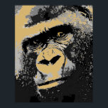 Retrato de pop Art de Gorilla Poster Impressão<br><div class="desc">Gorila de Pop preto e branco face próxima Trabalho de arte digital - face de Gorilla Poster - Animais selvagens digitais Fotografia Natureza Arte - Primatas de Montanha Selvagem Gorillas - chefe de Gorilla Poster</div>