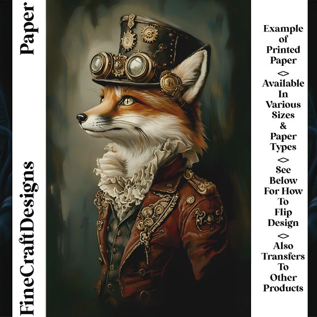 Retrato de Raposa Steampunk Fofa Papel para Álbum  (Criador carregado)