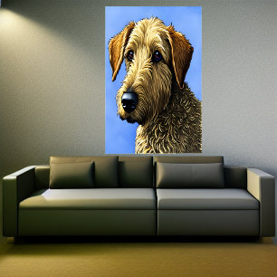 Retrato de um Airedale Terrier   AI Art Poster