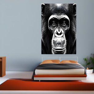 Retrato de um chimpanzé   AI Art Poster