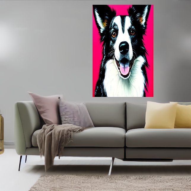 Retrato de um collie de fronteira | AI Art Poster (Criador carregado)