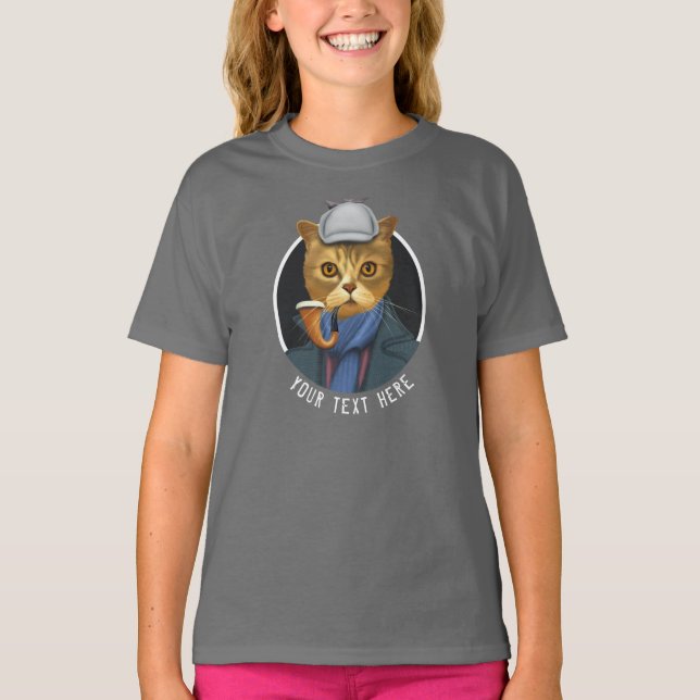 Retrato de um Detetive Cat T-Shirt (Frente)