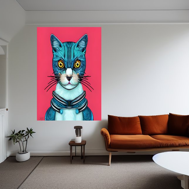 Retrato de um gato azul | AI Art Poster (Criador carregado)