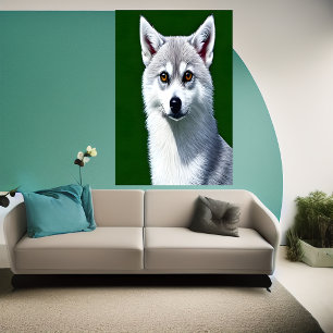 Retrato de um Klee Kai do Alasca AI Art Poster
