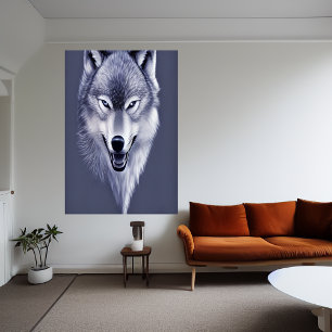 Retrato de um lobo AI Art Poster