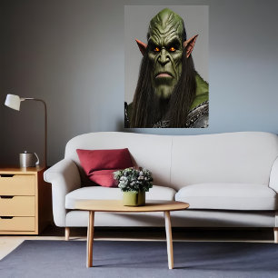 Retrato de uma Orc verde   AI Art Poster