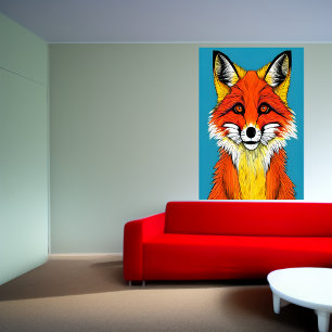 Retrato de uma raposa vermelha   AI Art Poster