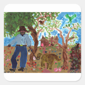 Retrato do artista com seus adesivos de cachorro