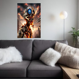 Retrato do esqueleto Cyberpunk | AI Art Poster