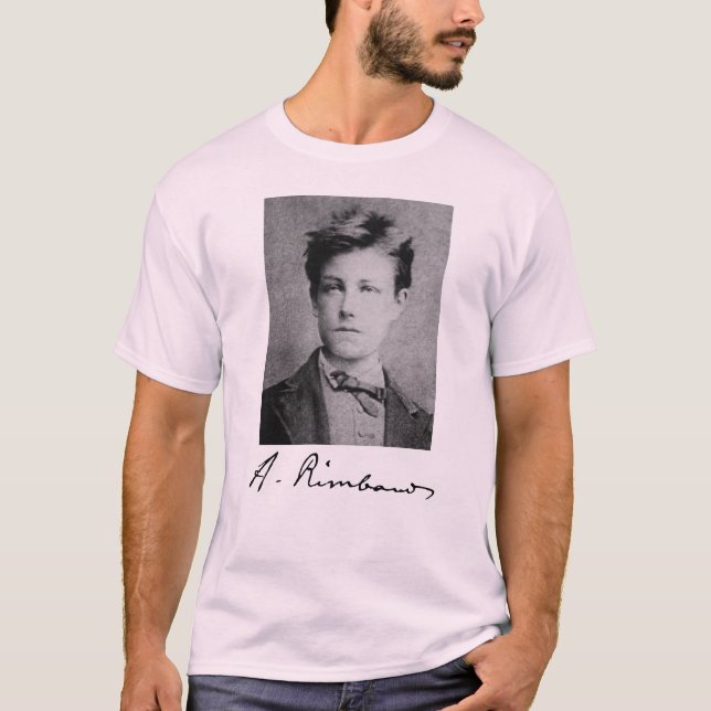Retrato e assinatura de Arthur Rimbaud T-Shirt (Frente)
