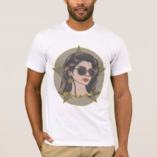 Retrato feminino estilo t-shirt estilo vintage