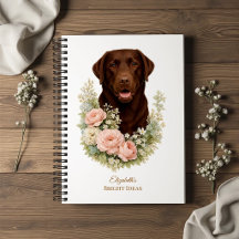 Retrato Floral de Labrador Chocolate