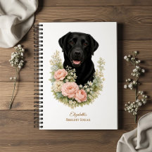Retrato Floral de Labrador Preto