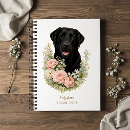 Retrato Floral de Labrador Preto
