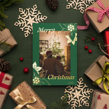 Retrato Foto de Natal Alegre Elegante Verde