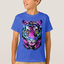 Retrato Neon Pink Tiger Head - T-Shirt Tiger