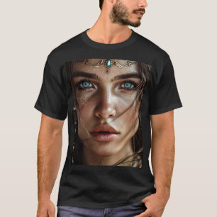 Retrato para T-Shirt Mística de Olhos Azuis