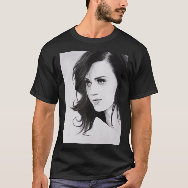 Retrato Perry Katy Pencil. T-Shirt Clássico (Frente)