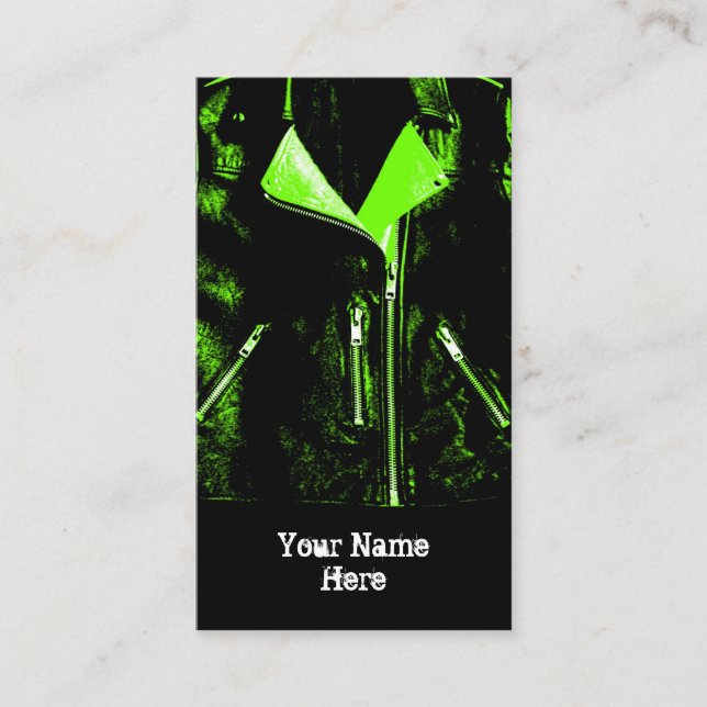 Retrato preto cartão de visita verde de Jaqueta de (Frente)