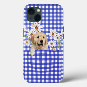 Retrievers De ouro No Bolso De Gingham
