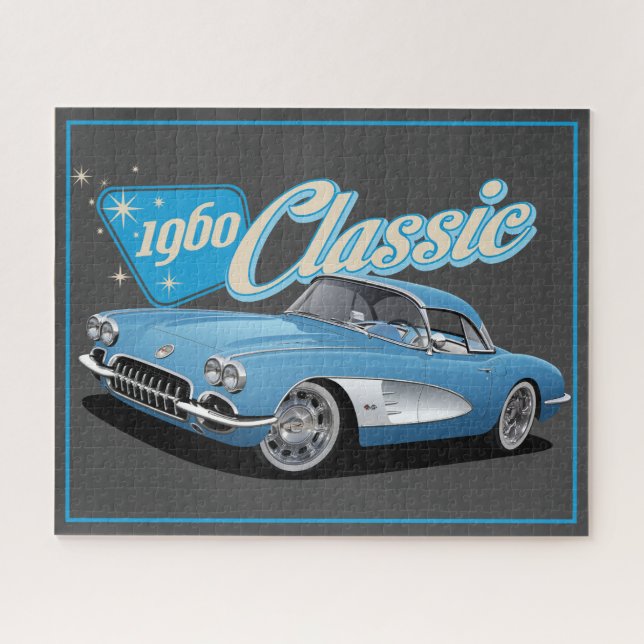 Retro 1960 Classic Car Stars Jigsera Quebra-cabeça (Horizontal)