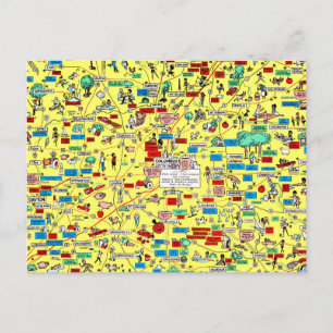 Retro 1966 Columbus, mapa Ohio — cartão postal