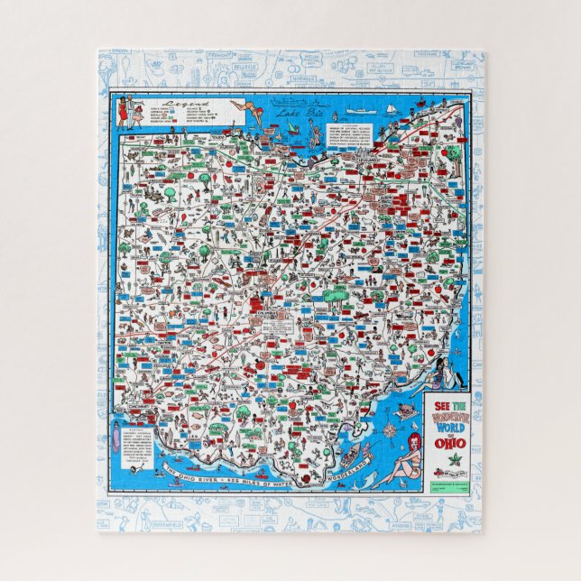 Retro 1966 Ohio map quebra-cabeça 16"x20" 520pcs (Vertical)
