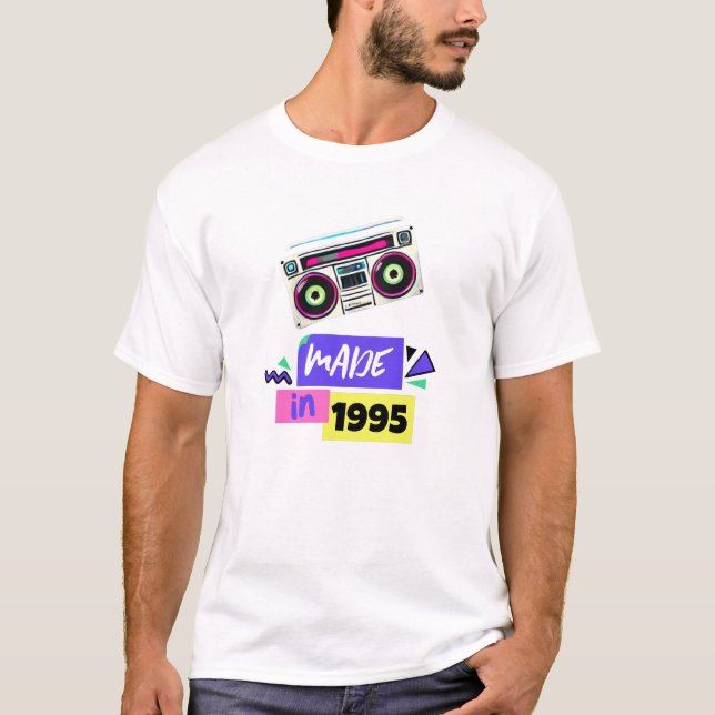 Retro 1995 Boombox Vibes T-Shirt Design (Frente)
