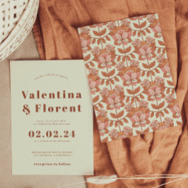 Retro 70s inspirou Convite para Casamento Laranja