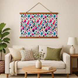 Retro 90s Memphis Geometric Neon Wood Frame Tapest