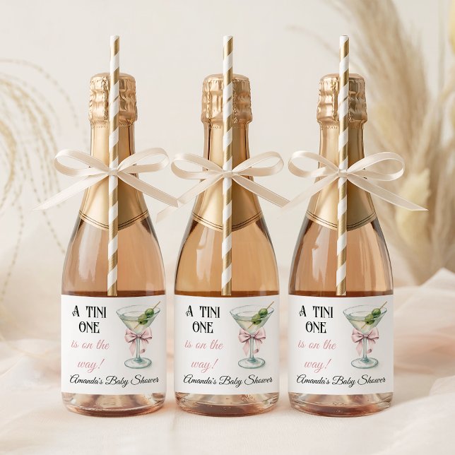 Retro A Tini One Martini Pink Bow Girl Baby Shower (Criador carregado)