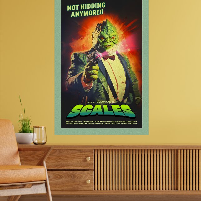 Retro Alien Sci-Fi Movie Inspired Wall Poster (Sala de Estar 2)